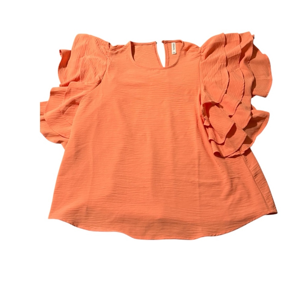 Zenana•Coral Ruffled Sleeve Top